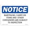 Signmission OSHA Notice, 5" Height, Backpacks Carry-On Items & Other Containers Sign, 7" X 5", Landscape OS-NS-D-57-L-10288 - alternate 1
